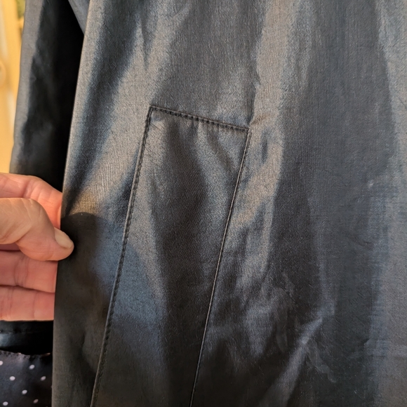 British Mist Women's Full Length Black Coat w Polka‎ Dot Detail Sz.14 - Picture 15 of 16